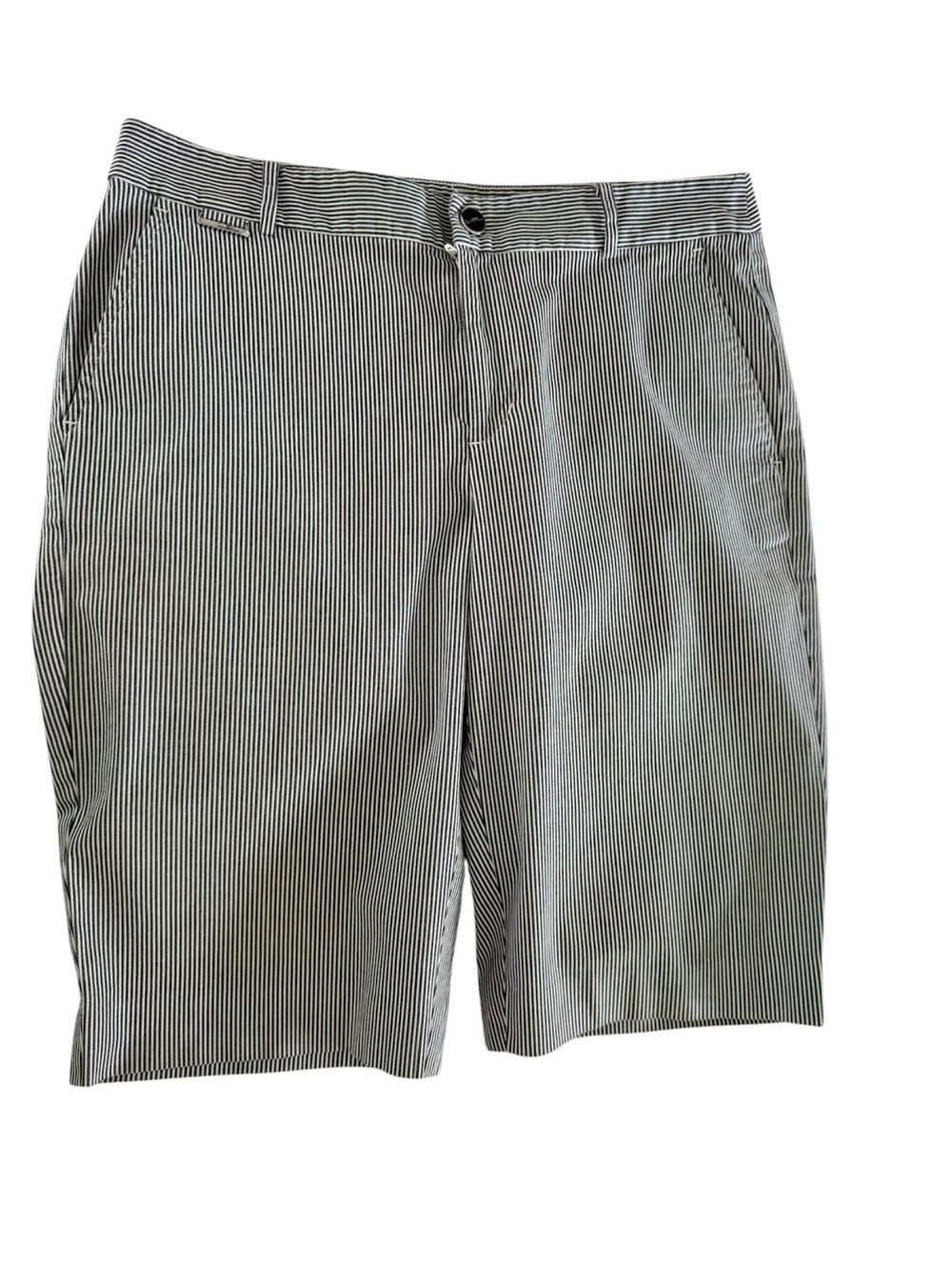 Ralph Lauren Navy and White Pinstripe Flat-Front Shorts